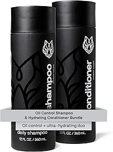 Black Wolf Men's Shampoo & Conditioner Set for Oily Hair, 12 fl oz