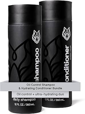 Black Wolf Men's Shampoo & Conditioner Set for Oily Hair, 12 fl oz