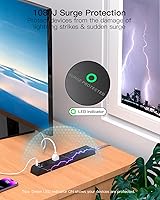 Mifaso Flat Plug Extension Cord 25FT Surge Protector Power Strip — image 6