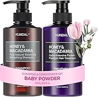 KUNDAL Korean Shampoo and Conditioner Set Baby Powder 16.9 fl oz — image 1