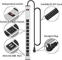Oviitech 10-Outlets Aluminum Power Strip with 6-ft Extension Cord — image 2