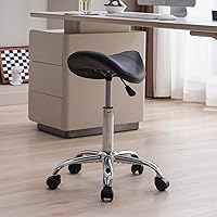 FIRAVOE Swivel Saddle Stool with Wheels (18″-26″, Black) — image 7