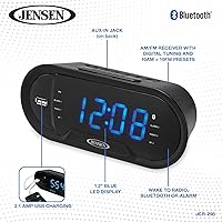 Jensen JCR-298 AM/FM Dual-Alarm Digital Clock Radio with Bluetooth — image 7