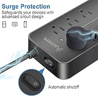 Asamoom 15FT Surge Protector Power Strip with USB-C — image 2