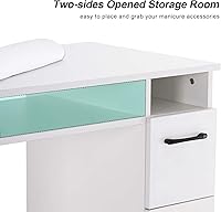 BarberPub Manicure Table with Wheels, White — image 3