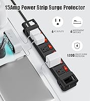HEZI Heavy Duty Power Strip 6-Outlet with Individual Switches — image 3