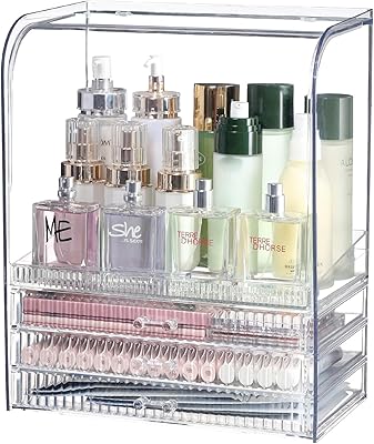 SuoXing Clear Acrylic Makeup Organizer with Lid