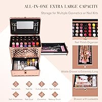 Makeup Train Case Rose Gold with Mirror and Drawer — image 4