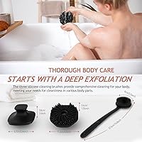QiaKeoo Silicone Bath Brush Set (Black, 3 Pcs) — image 2