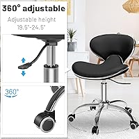 SALONFACTORY Multi-Purpose Adjustable Rolling Stool with Backrest — image 4