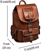 Jaald 16″ Genuine Leather Retro Rucksack Backpack — image 3