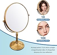 Gecious Antique Brass Makeup Mirror 1X/10X 8 Inch — image 7