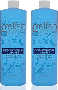 Gelish Nail Soak Off Surface Gel UV Top Coat Cleanser (16 Fl Oz, 2 Pack)