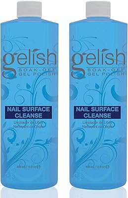 Gelish Nail Soak Off Surface Gel UV Top Coat Cleanser (16 Fl Oz, 2 Pack)