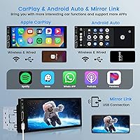 Hikity 6.9-inch Single Din Car Stereo with Wireless Apple CarPlay and Android Auto — image 2