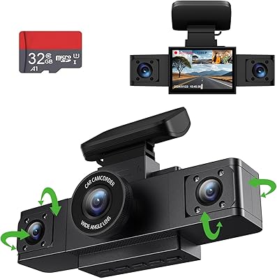 ZKCAMSPY 3-Channel 1080P Dash Cam