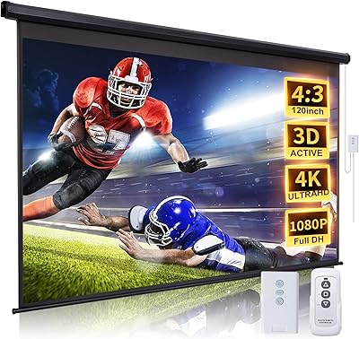 FRAYSCENT 120 Inch Motorized Projector Screen 4:3