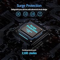 Bototek 10ft Surge Protector Power Strip with 10 AC Outlets and 4 USB Ports — image 3