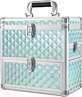 FRENESSA Extra Large Makeup Organizer with Drawer, Mirror, Dividers - Watery Blue — image 1