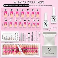 SXC Cosmetics X-Pro Tips French Tip Press On Nails - GLOW117KIT-M Square — image 4