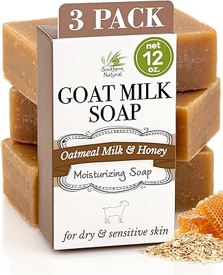 Southern Natural Goat Milk Soap Bar Oatmeal Milk & Honey 3 Pack