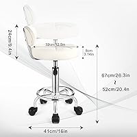 FNZIR Swivel Rolling Spa Stool with Backrest, White — image 3