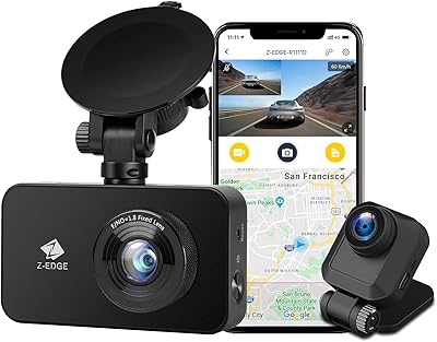 Z-Edge R1 WiFi Dash Cam Front and Rear