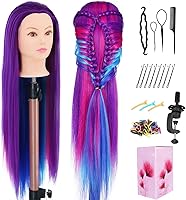 Amyqueen Mannequin Head with Hair, 29″ Cosmetology Training Doll Head (Purple) — image 1
