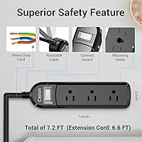 Qiyuan IPX6 Outdoor Power Strip with 3 Outlets and 10FT Extension Cord — image 3