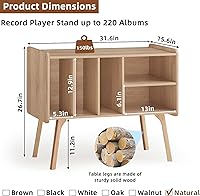Lerliuo Record Player Stand with 4 Cabinet, Burlywood — image 3