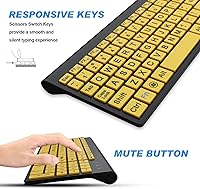 HXMJ Wireless Large Print Keyboard and Mouse Set E68 Yellow — image 5