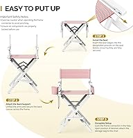 OmySalon 26″ H Tall Directors Chair - Striped Pink Canvas — image 6