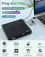 PeroBuno External CD DVD Drive with Ethernet Adapter and USB Hub — image 2