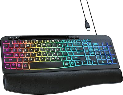 VEILZOR Ergonomic Backlit Keyboard with Wrist Rest