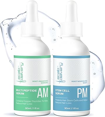 scalp delivery Peptide & Stem Cell Hair Growth Serum AM & PM Bundle