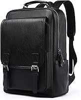 MOYYI Leather Backpack 15.6 Inch Laptop Black — image 1