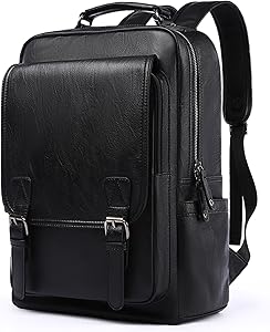 MOYYI Leather Backpack 15.6 Inch Laptop Black