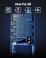 SUPERDANNY Power Strip Surge Protector with 22 AC Outlets and 6 USB Ports — image 3