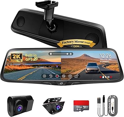 PORMIDO D80 2K Rear View Mirror Dash Cam