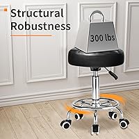 YEEZEE Rolling Stool PU Leather Round - Black1 — image 4