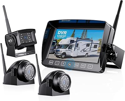 ZEROXCLUB Wireless Backup Camera System with 7-Inch Monitor and 3 Cameras