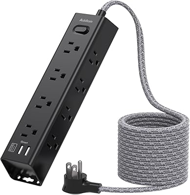 Addtam Surge Protector Power Strip 25 FT Extension Cord with 12 Outlets and 3 USB Ports