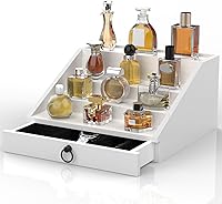 upcessory Wooden Cologne Organizer for Men – 4-Tier White with Velvet Drawer — image 1