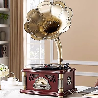 HZLSBL Vintage Gramophone with Bluetooth Output