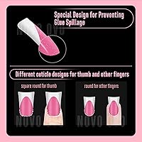 NOVO OVO Short Duck Nail Tips French Tip Press On Rose Pink with Glitter — image 4