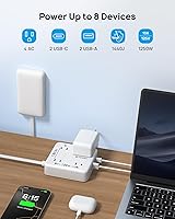 TROND Flat Plug Power Strip with Outlet Cover 10ft — image 3