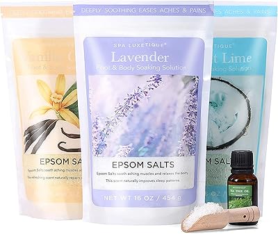 Spa Luxetique Epsom Salts Bath Set with Lavender, Vanilla & Coconut Scents