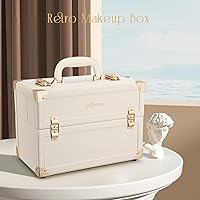 Joligrace Makeup Train Case Large Portable Organizer Retro Champagne Beige — image 6