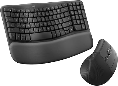 Logitech Wave Keys & Lift Vertical Mouse Bundle