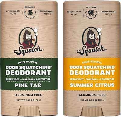 Dr. Squatch Natural Deodorant for Men - Pine Tar & Summer Citrus 2-Pack